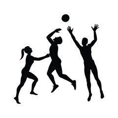 volleyball player plying volleyball vector silhouette