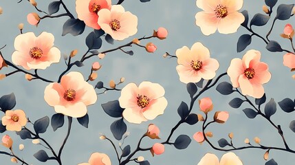 Vintage floral background with soft faded blooms, ideal for antique designs, romantic patterns, and classic decorative surfaces.