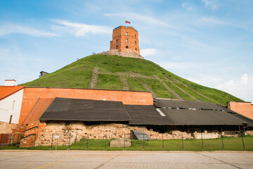Gediminas Castle Tower on top of the Hill in Vilnius City Old Town