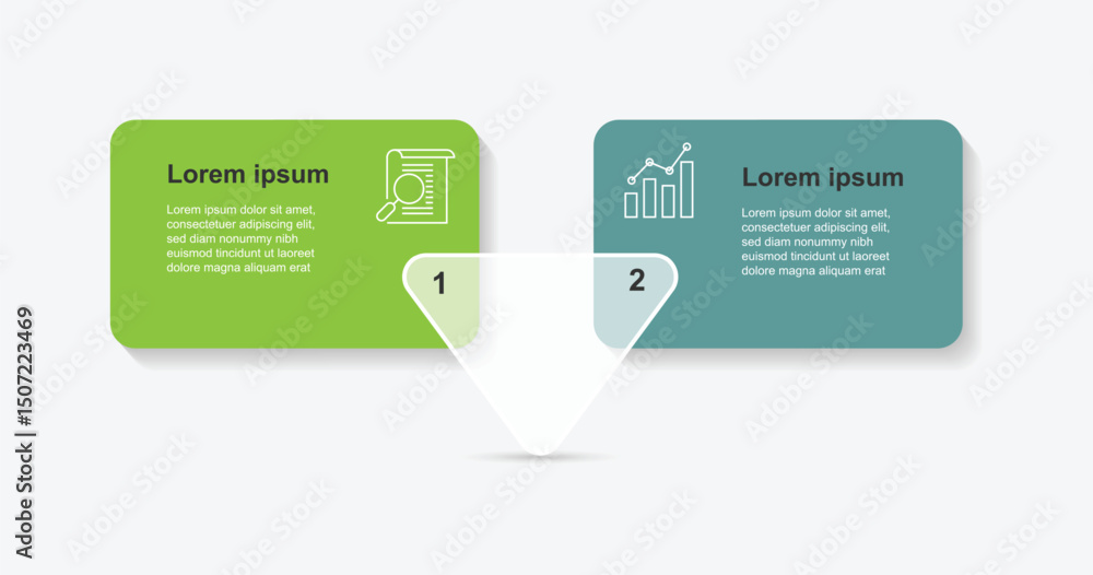 Poster 2 step infographic template with 2 columns and icons suitable for business information and web presentation