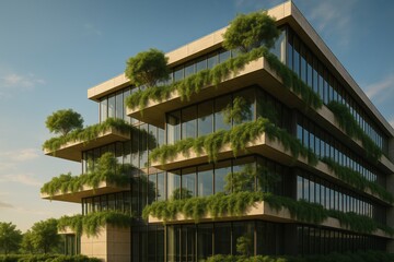 Modern Eco-Friendly Building with Green Terraces