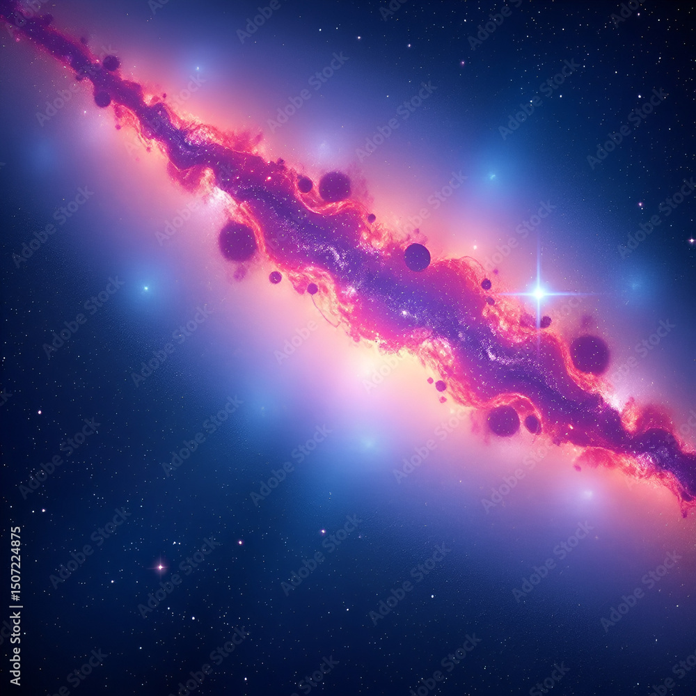 Wall mural space background featuring a 3d cartoon rendering of a realistic nebula and shimmering stars a vibra