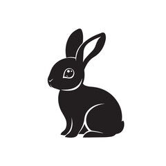 Obraz premium image of a black little big-eared bunny, black and white graphics, vector 