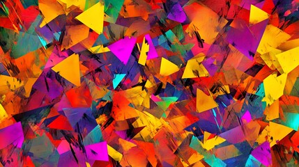Abstract Colorful Triangle Explosion: A Vibrant Digital Artwork