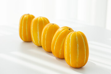 Summer Fruit Korean Oriental Melons Isolated on a White Background.