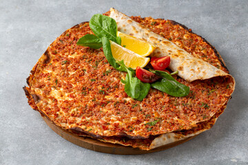 Turkish foods; Turkish pizza -Lahmacun