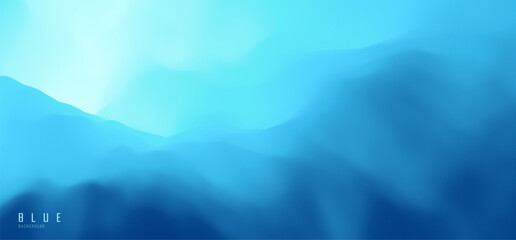 Abstract background with dynamic effect. Blue abstract ocean seascape. Sea surface. Landscape with mountains. Nature background. Cover design template. 3d vector for banner, flyer, poster or brochure. © Login