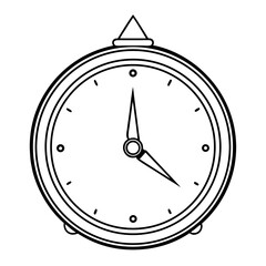 Vintage Style Analog Clock Illustration in Black and White – Hand-Drawn Line Art"

