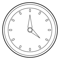Vintage Style Analog Clock Illustration in Black and White – Hand-Drawn Line Art"


