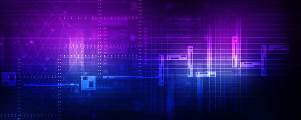 2d illustration Abstract futuristic electronic circuit technology background