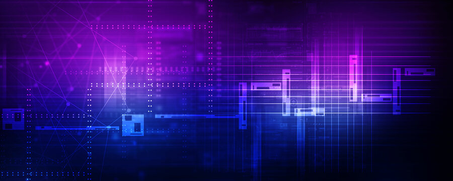 2d illustration Abstract futuristic electronic circuit technology background