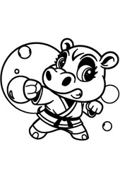 Coloring page hippopotamus karate