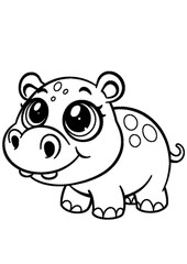 Cute hippopotamus coloring page