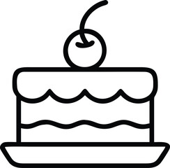 Birthday Cake Dessert Icon Vector – Sweet Party Treat with Sugar, Egg, Butter & Fondant