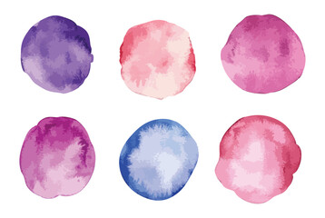 set of watercolor hand drawn watercolor circles isolated