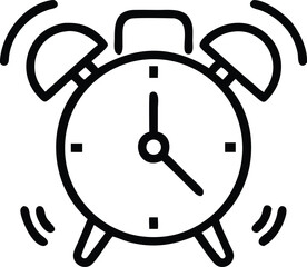 Alarm Clock Icon Vector – Minimalist Outline Design for Time, Wake Up, and Schedule