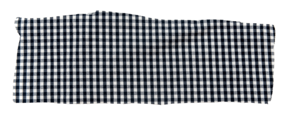 Piece of torn crumpled checkered fabric on a white background. Textile. Cellular tissue isolate