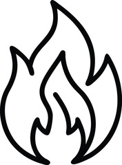 Minimalist Flames and Fire Icon — Black and White Outline Symbol