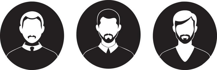 A collection of avatar silhouettes featuring a variety of hairstyles. Perfect for profile icons, branding, barbershop logos, and printable vector designs.