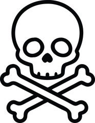 Monochrome Skull and Crossbones Icon – Vintage Danger and Pirate Symbol Illustration