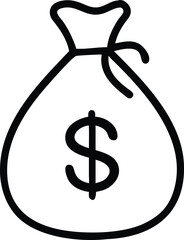Flat Money Bag Icon for Wealth, Finance, and Investment – Minimalist Digital Finance Symbol