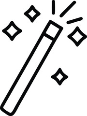 Magic Wand Icon – Minimalist Line Art of Fantasy, Trick, and Magical Object for Web and Design