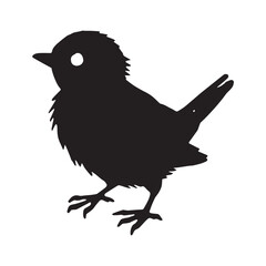 A baby bird silhouette black vector white background vector illustration linocut Silhouette white Background