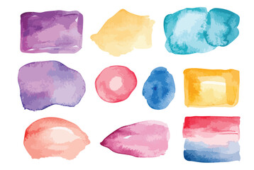 Set of abstract figures, isolated watercolor illustration