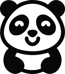 Cute Cartoon Panda Bear Icon – Baby Zoo Animal Illustration on White Background