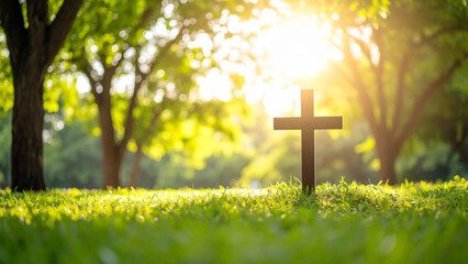 십자가 햇살 숲 나무 사진 이미지