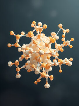 Floating model of cellulose subunit rotating along glycosidic bonds with crystalline symmetry visual