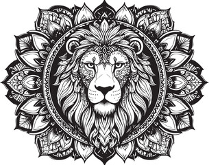 Obraz premium Majestic Mandala Lion: A Symbol of Strength, Balance, and Inner Power