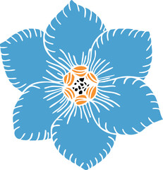 Forget me not flower vector clipart. Hand-drawn flower illustration