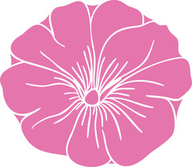 Pink petunia bud vector clipart. Hand-drawn flower illustration