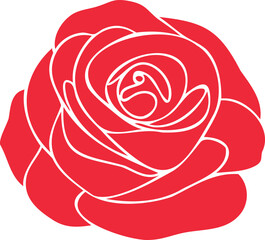 Red rose bud vector clipart. Hand-drawn flower illustration