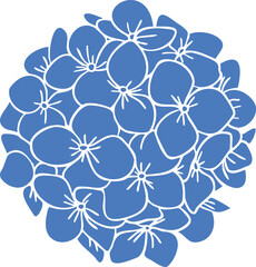 Blue hydrangea bud vector clipart. Hand-drawn flower illustration