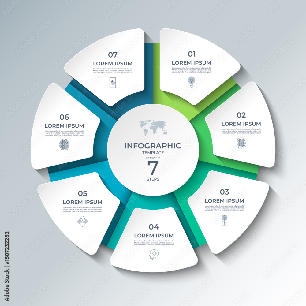 Canvas Prints vector infographic template featuring a modern, 3d-style circular layout divided into 7 steps. ideal