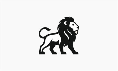 Obraz premium Lion Emblem: A majestic lion depicted in a sleek, minimalist style, exuding strength and elegance against a clean backdrop.
