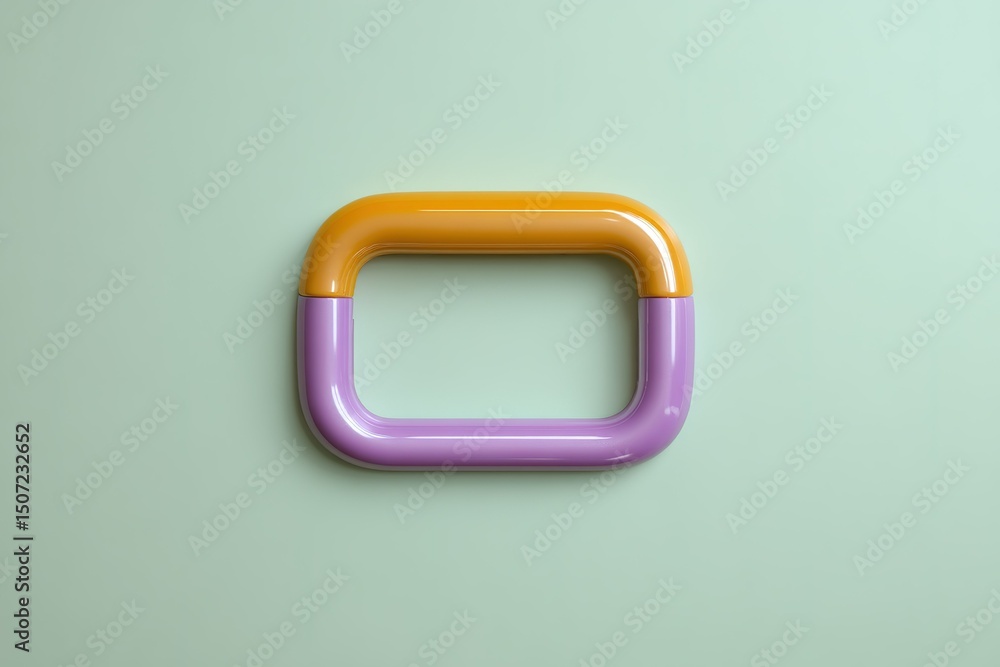 Poster colorful abstract object displayed on a smooth green background, showcasing playful design and moder