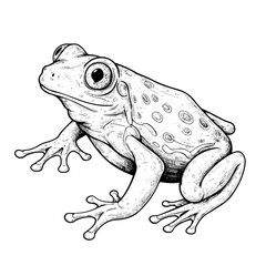 Naklejka premium engraving poison dart frog , vector intricate line art illustration, isolated on transparent background