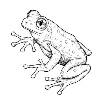 black and white frog drawing clip art preview