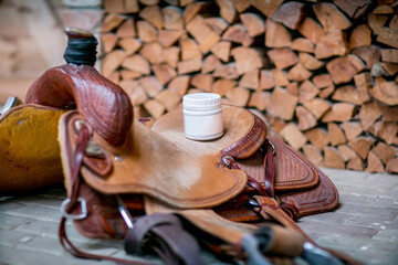 Horse Leather Cleaner Product Mockup for Saddles and Tack Maintenance