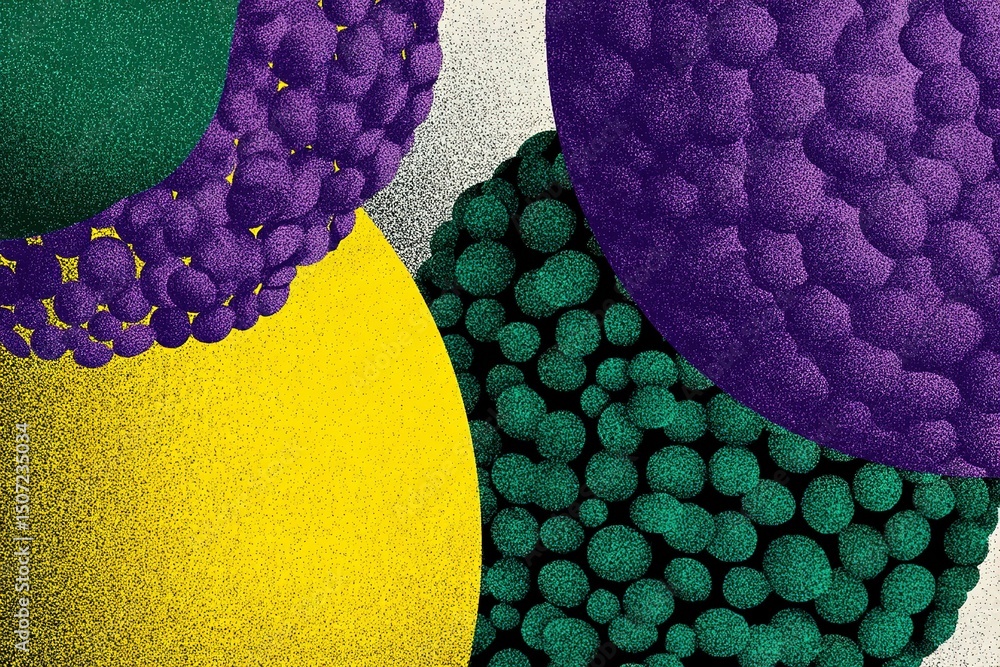 Poster colorful abstract design featuring vibrant circles and textured patterns in various shades