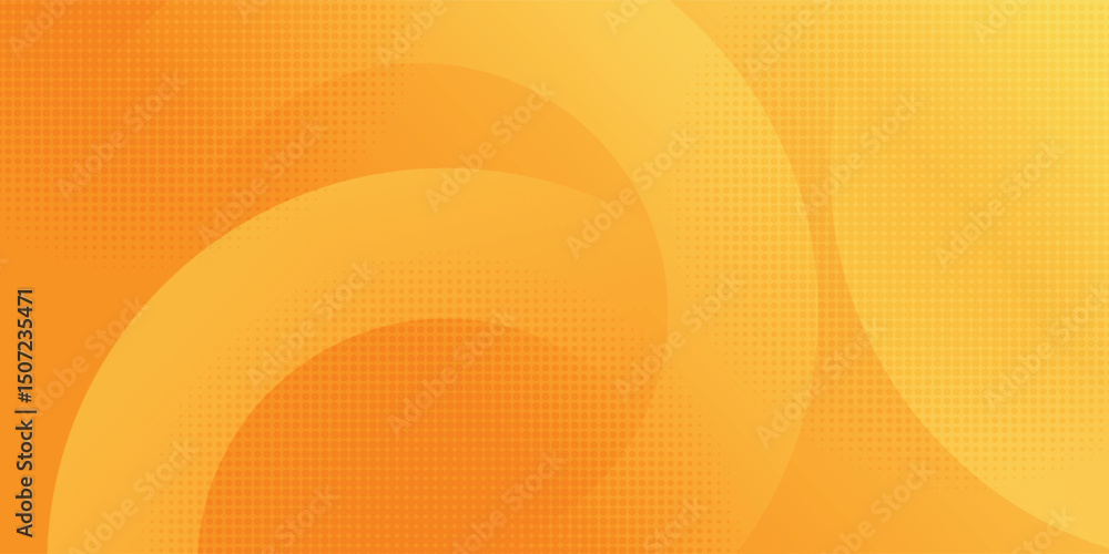 Poster abstract yellow background with circular shapes and halftone composition. vector illustration