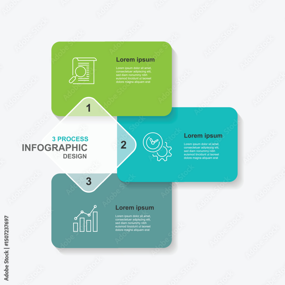 Leinwandbilder 3 step infographic template. three layout paper with icons suitable for business information and web