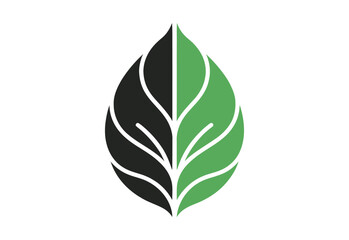 Modern Abstract Leaf Icon Minimal Nature Logo in Black and Gold