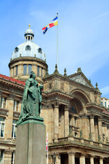 Birmingham City Council House in Victoria Square ,Birmingham, West Midlands, England with a statue...