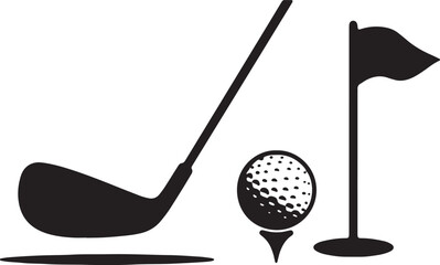 Golfing Essentials Driver, Ball, and Flag Icon