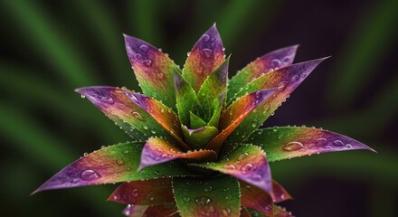 Vibrant alien flora with subtle pixilation & grain. Striking, detailed, authentic otherworldly background.