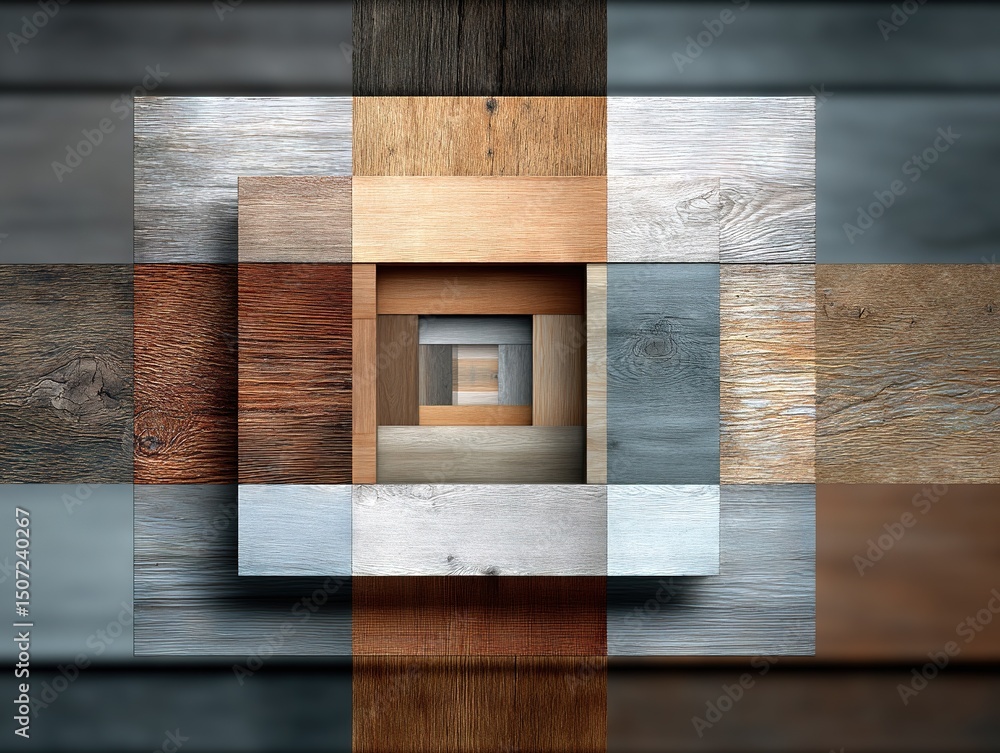 Aufkleber gradient fusion of wood and steel with soft horizontal grain and balanced central lighting for fathe